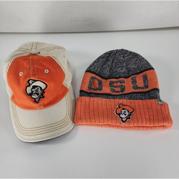 Captivating Headgear, Top of The World Other - OSU Oklahoma State Cowboys Hat Combo Strap Back Adjustable Cap and Stocking Cap